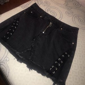 Black denim skirt